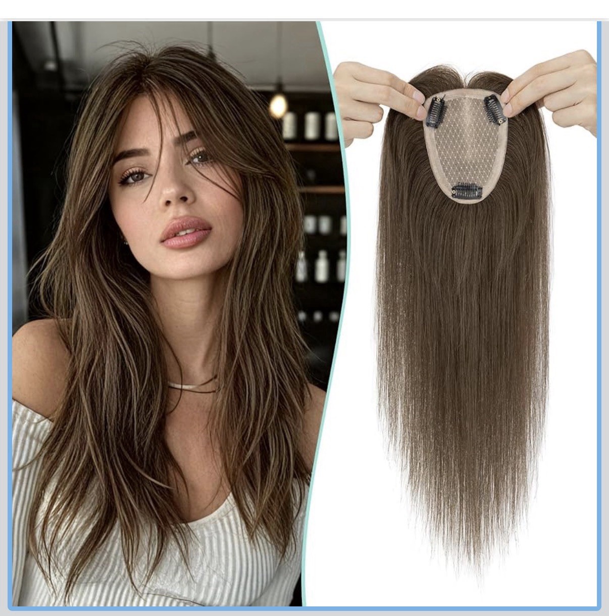 100% Remy Hair Piece, Dark Brown, 12 Inch 9 * 12CM Silk Base No Bangs 150%