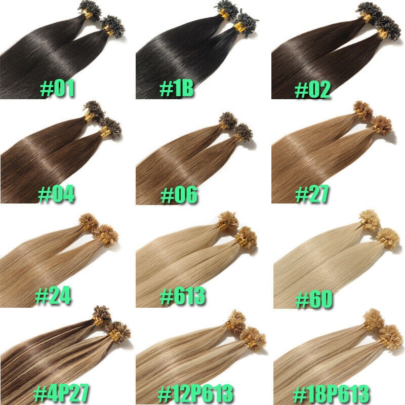 Keratin Nail U Tip Real Remy Human Hair Extensions Thick Pre Bonded Fusion Tip