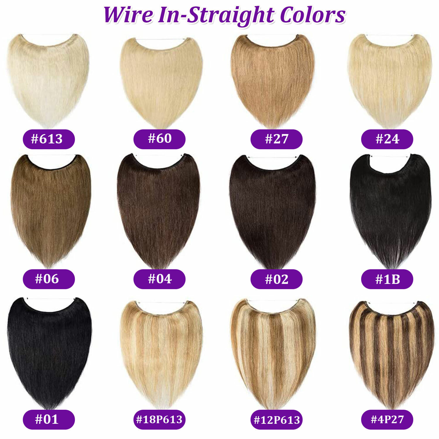Thick 7A+ Hidden Wire In 100% Real Remy Human Hair Extensions One Piece #BLONDE