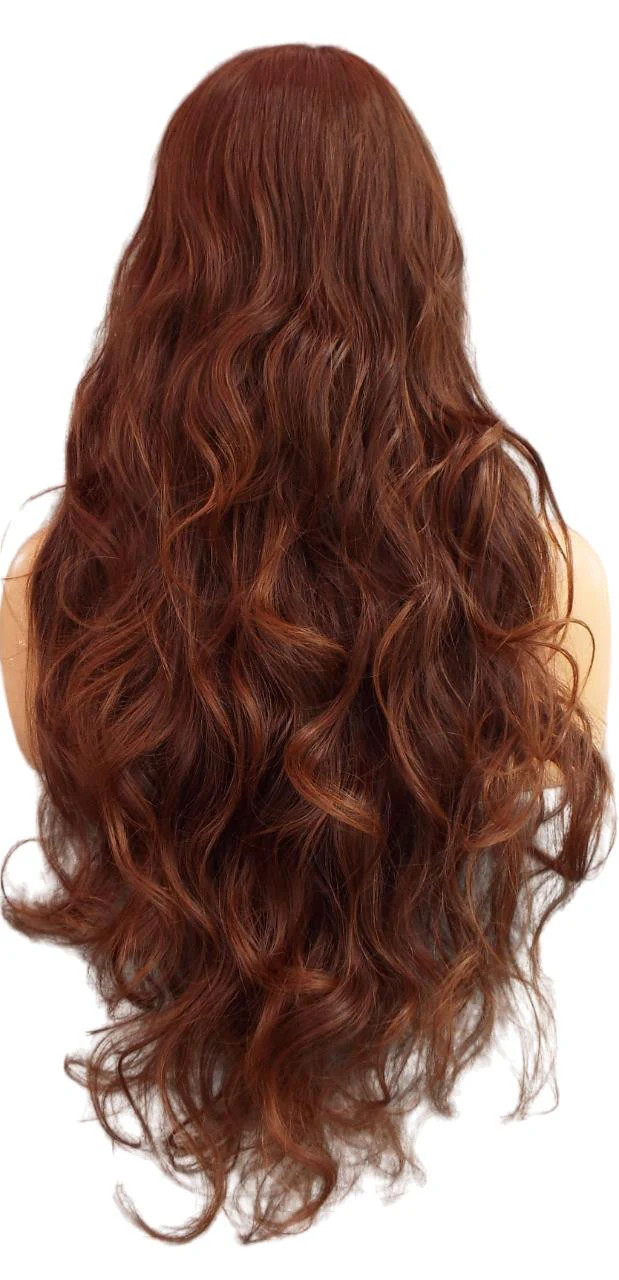 LONG WAVY HAND TIED LACE FRONT HEAT FRIENDLY WIG CLR T4.30 STUNNING US SELL 485