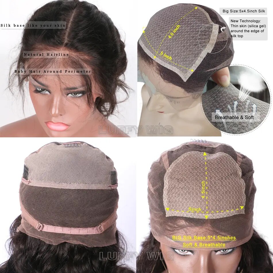 26″ Silk Base Full Lace Wig Virign Brazilian Glueless Silk Top Human Hair Wigs