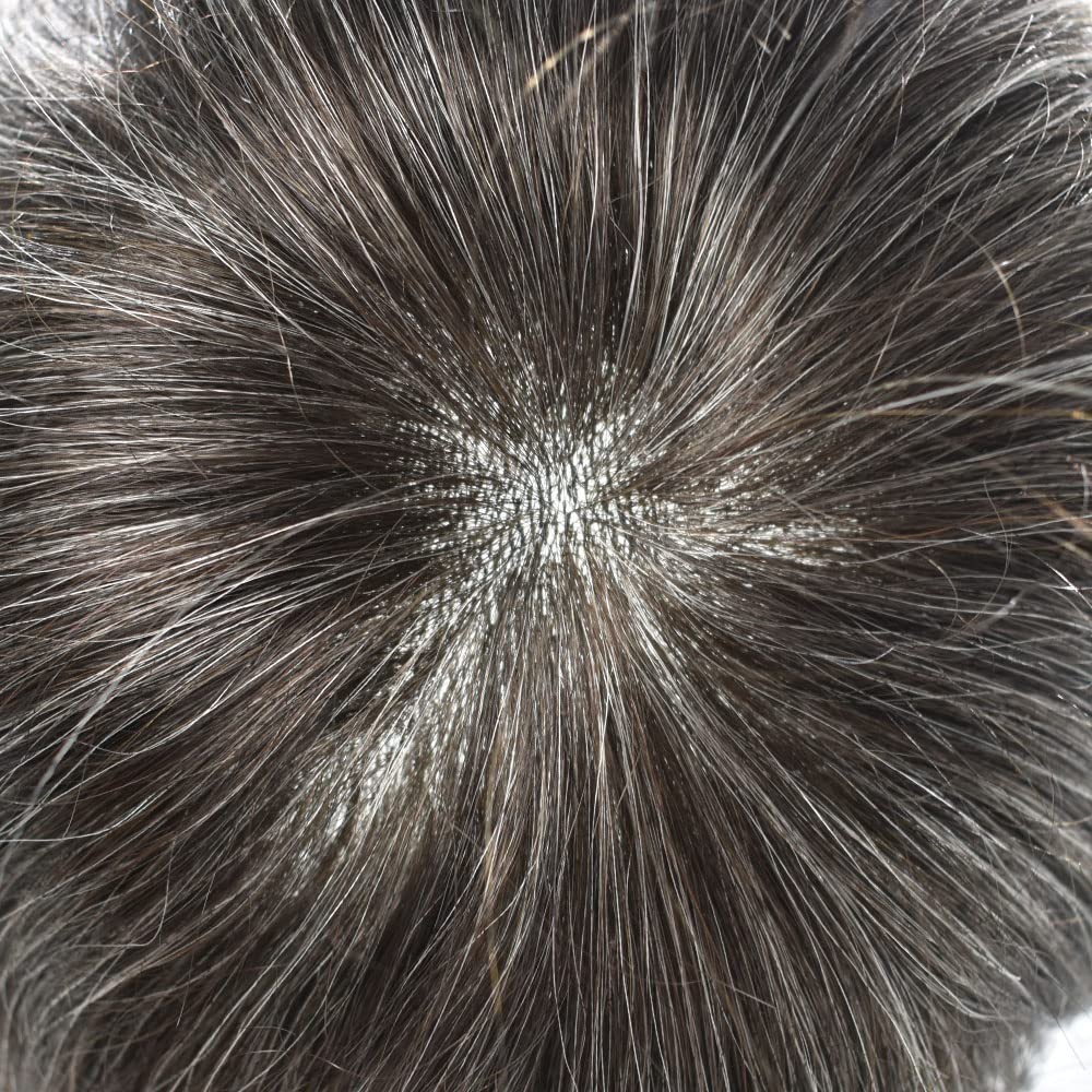 Mens Toupee HumanHairSystem AllTransparent Skin Replacement Durable PuHairpiece