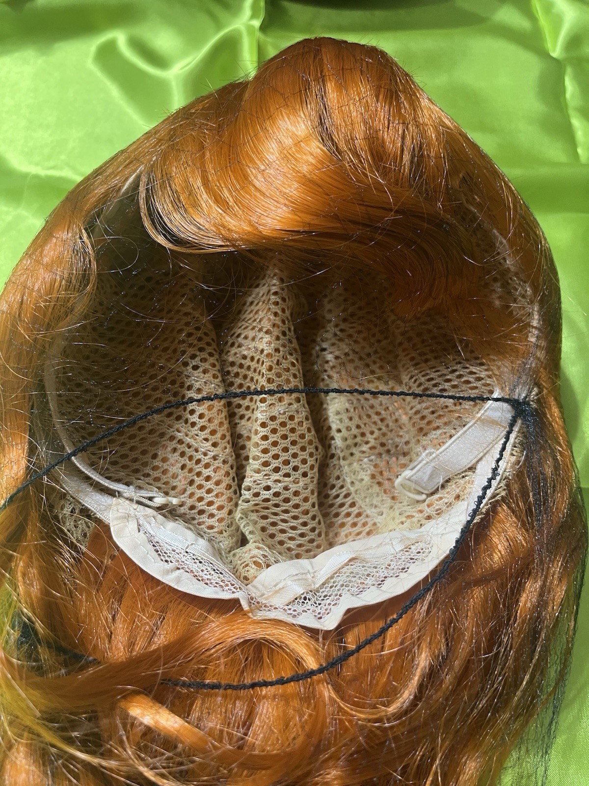 Long Orange/Ginger Colored Wig w/ Bangs & Hairnet