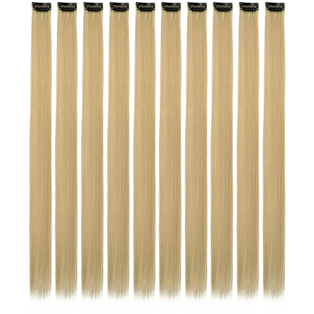 10PCS Colored Clip in Hair Extensions 18 Inches Ombre Straight Synthetic