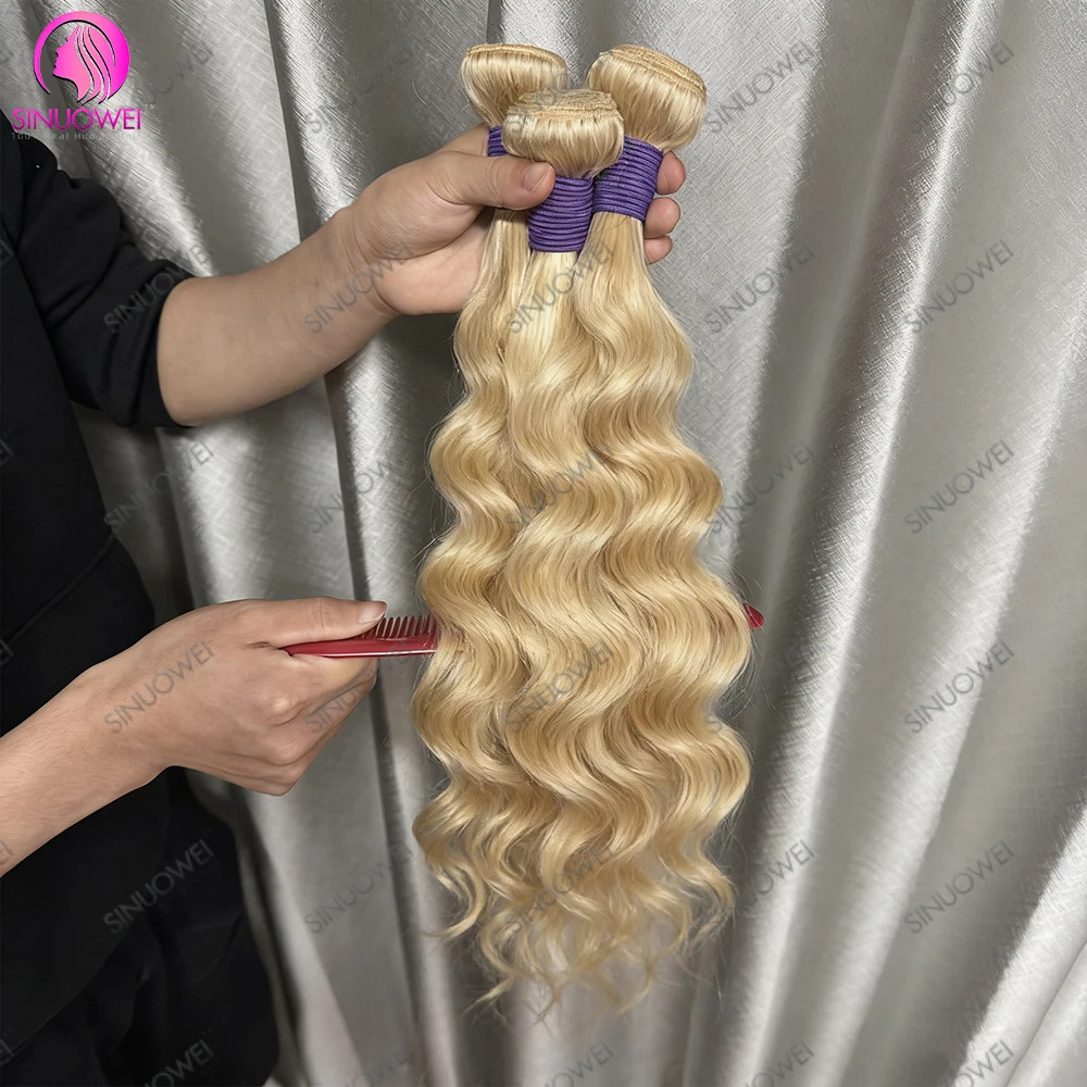 613 Blonde Body Wave Bundles 3/4 Brazilian Remy Hair 100% Human Hair Extensions