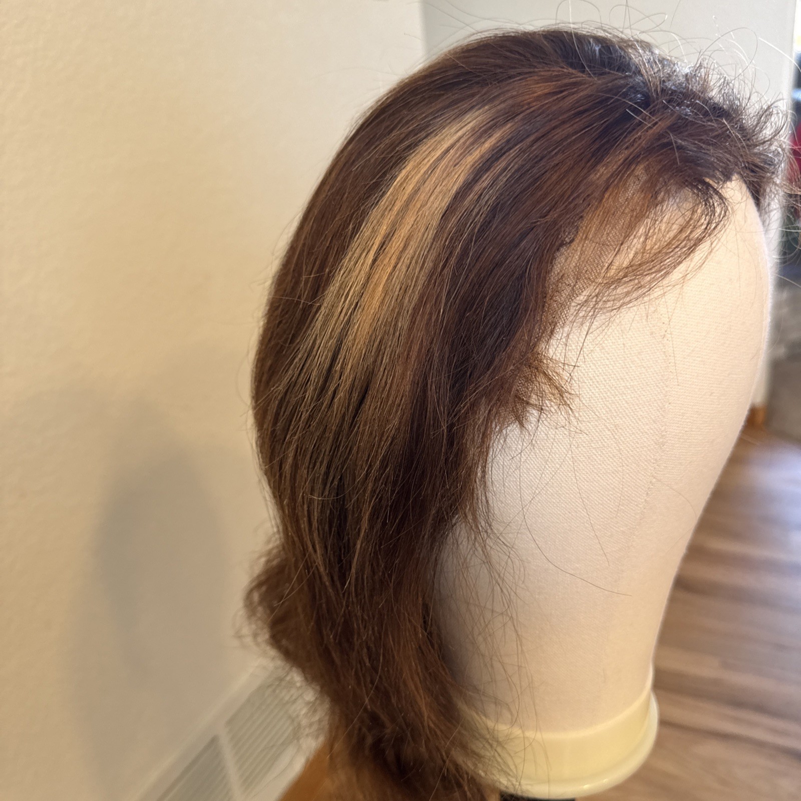Human Hair Wig | 26 “ Brown | Golden Blonde Highlight’s Lace Cap Very Soft 159