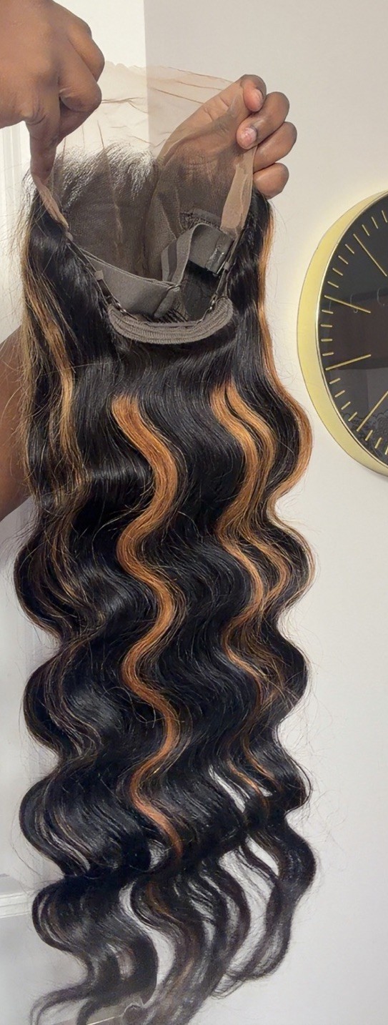 360Lace Front Wig Free-Part Black & Light Brown Body Wave Adjustable Strap Women