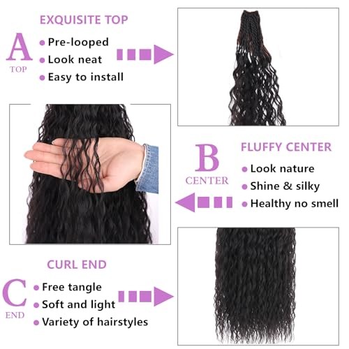 Pre looped Micro Brazilian Braids Curly Crochet Hair 18 Inch (Pack of 8) 1B#