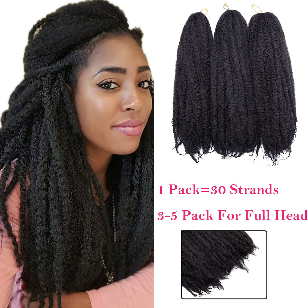 3Packs Black Hair Crochet Afro Marley Kinky Curly Hair Extensions Synthetic 18in