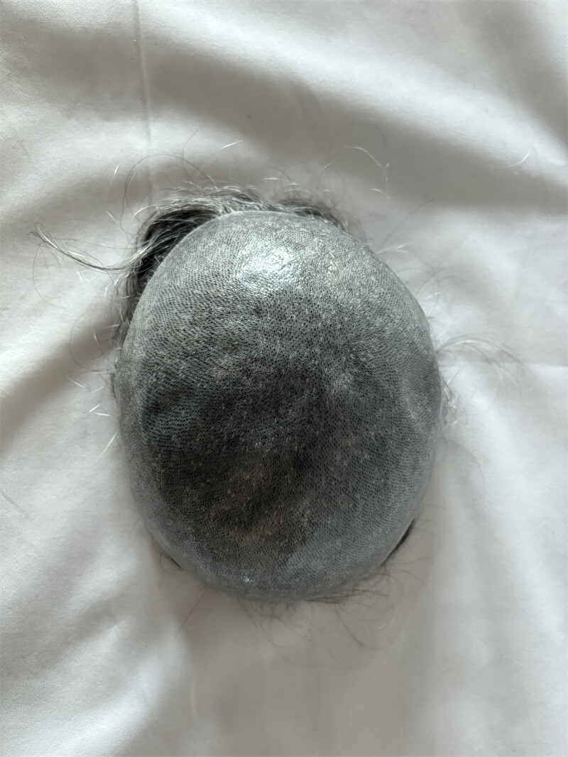 8×10 Remy Human Hair 8×10 1B50 Grey White Color Human Hair Men Toupee Skin Pu