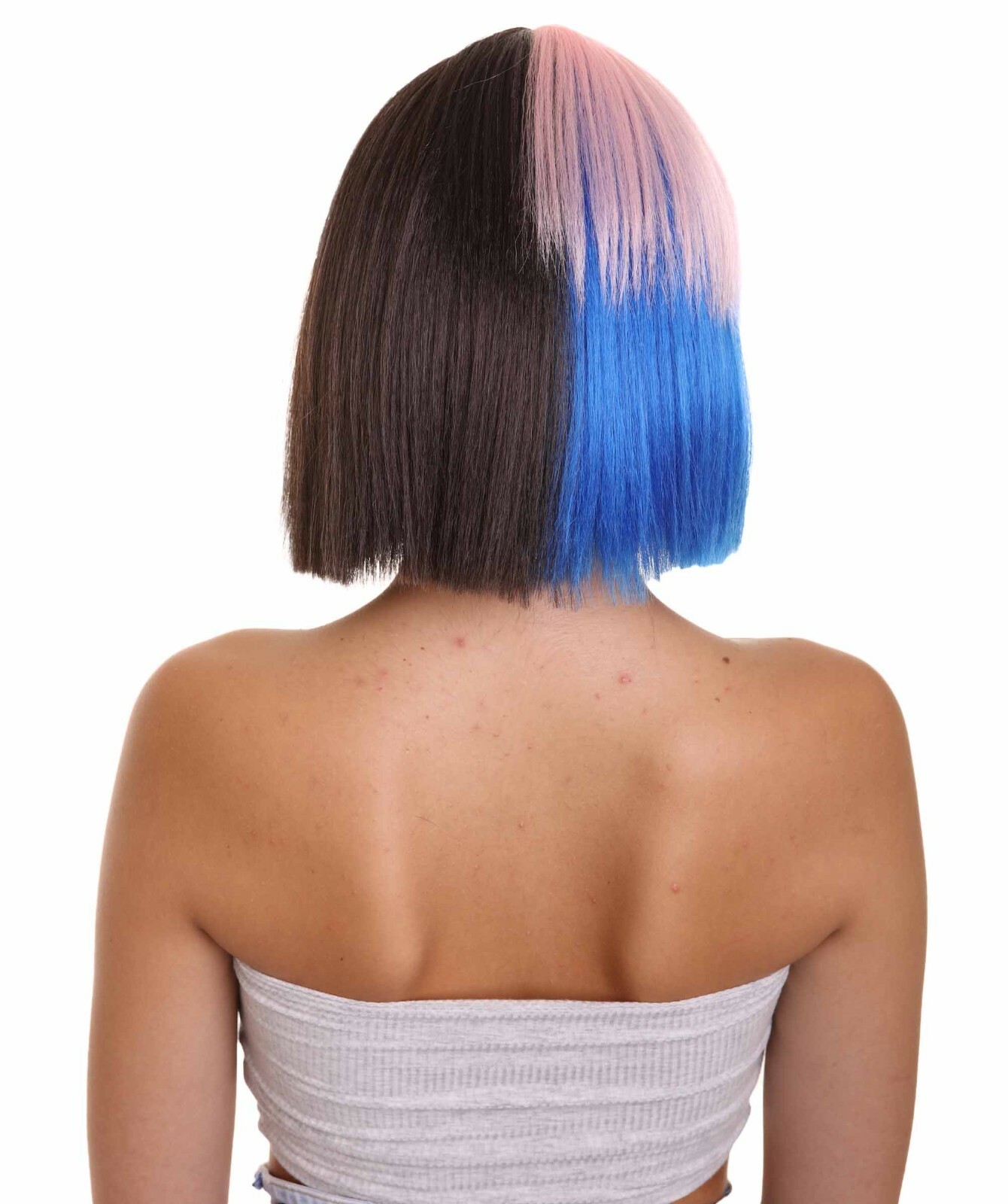 Adult Womens Bob Wig | Black, Pink, & Blue Celebrity Wig, HW-1387A