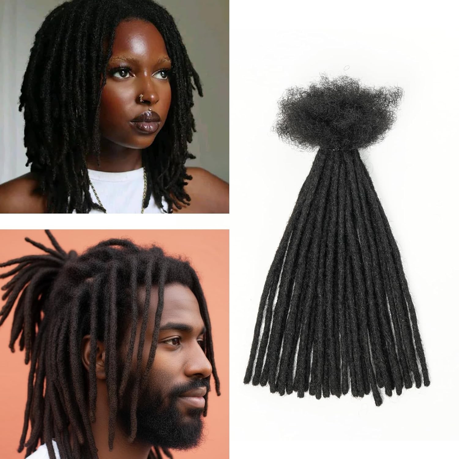 Human Hair Pencil Dreadlocks Extensions 10 inch 0.4cm Width X30 Natural #15