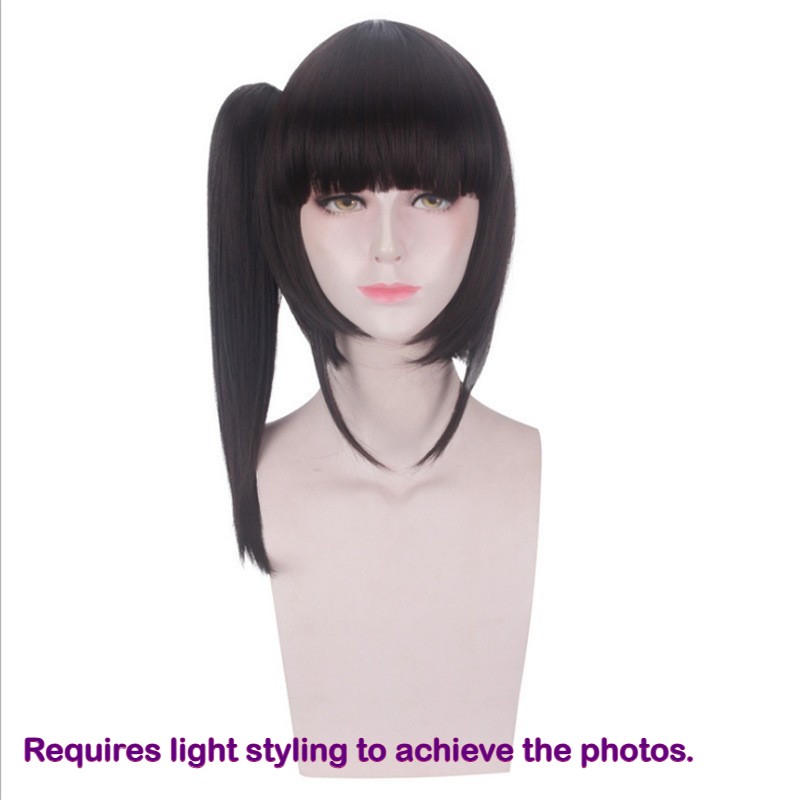 Kanao Tsuyuri Demon Slayer Black Side Ponytail Wig with Bangs Clip On Cosplay