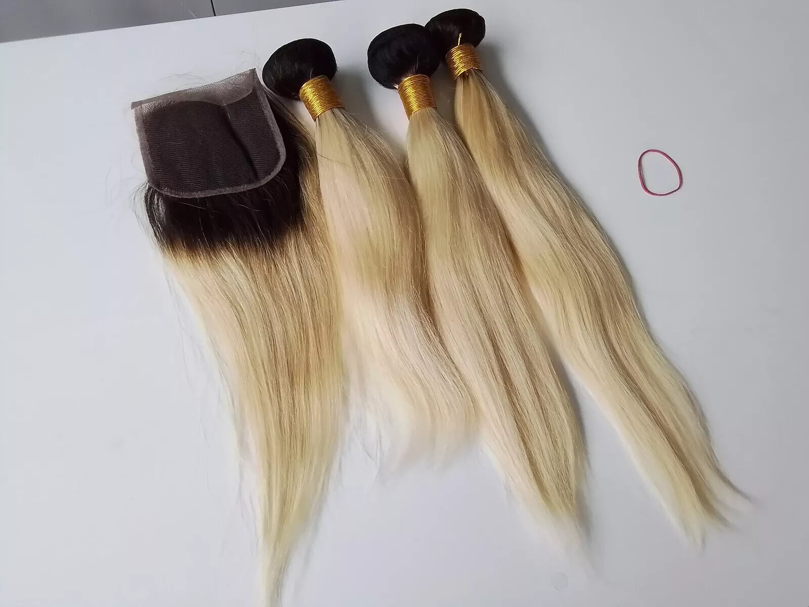 12A BRAZILIAN HUMAN HAIR 1B/613# ROOT OMBRE 12+14+16&12INCH 4X4 CLOSURE STRAIGHT