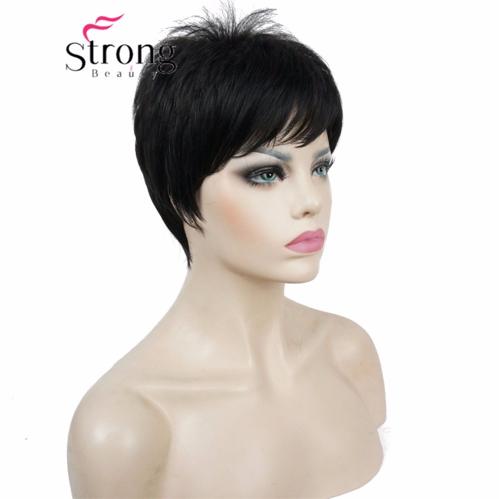 Super Short Layered and Spikey Blonde Black Shaggy Synthetic Wig Women Wigs