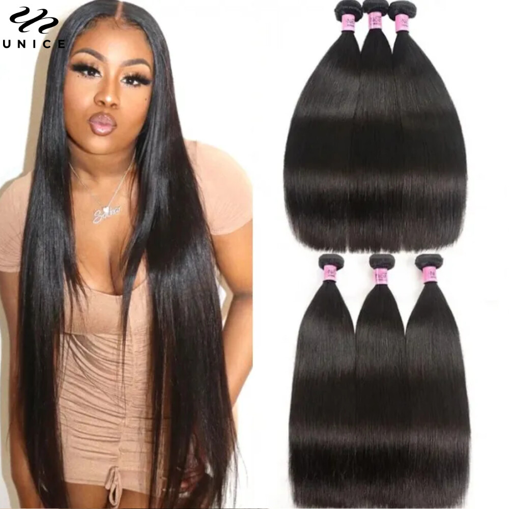 UNice Hair Indian Straight Bundles Human Hair Extensions Virgin Hair Weaves Weft