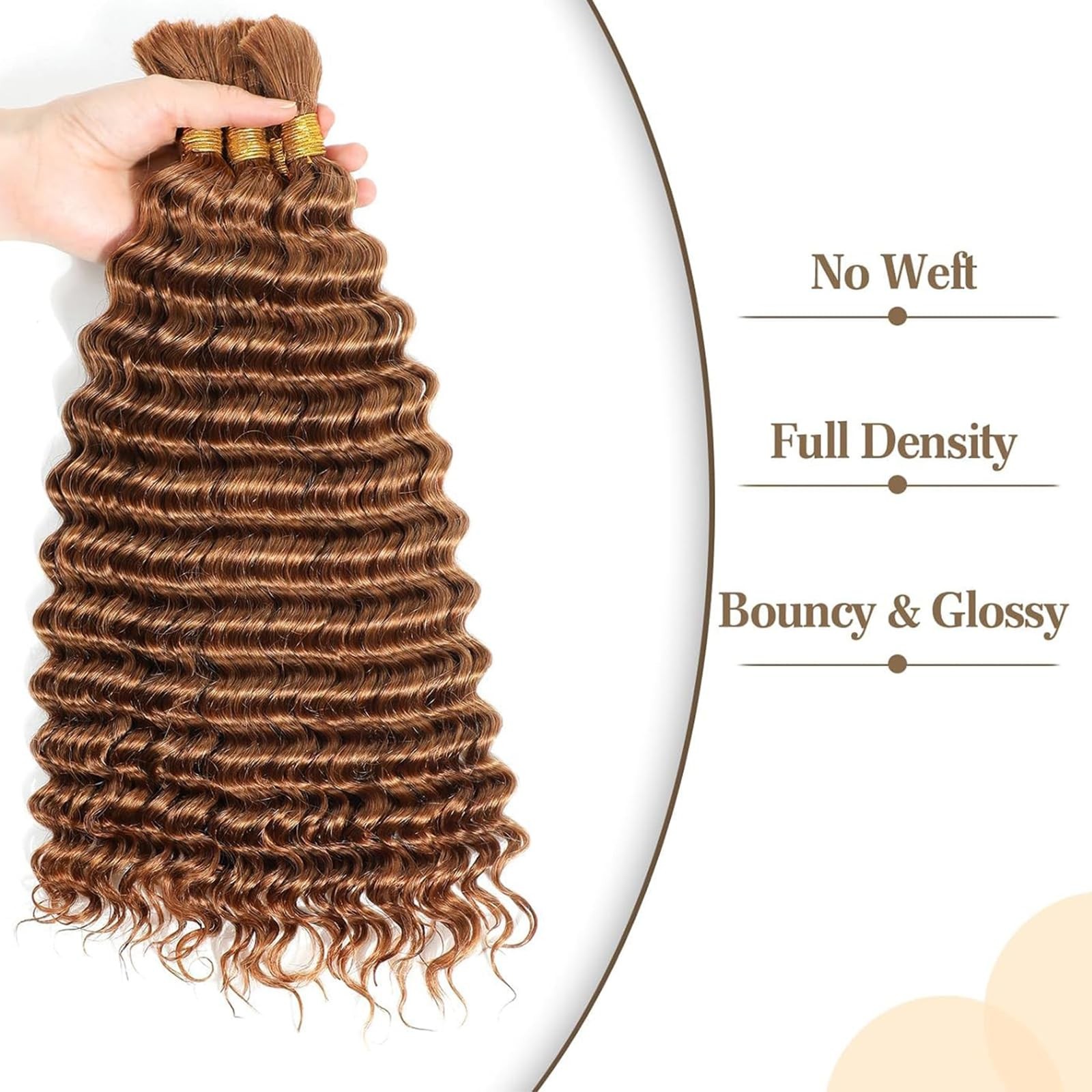 Fabimiya Deep Curly Braiding Human Hair 100G 22 Inch Color 30 Auburn Brown Deep