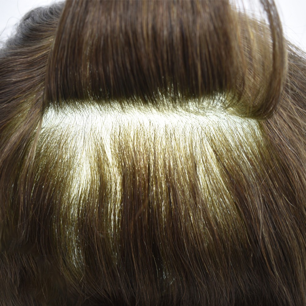 Mens Toupee Wig Thin Skin V-Loop Men Hairpiece Replacement System Units