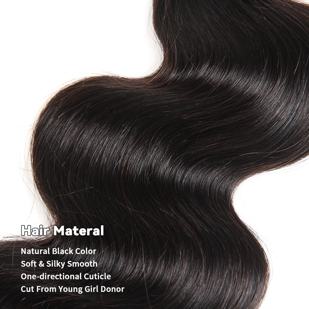 15A Raw Human Hair Bundles Body Wave, 14-18″ No Tangle, Silky Soft, Long Lasting