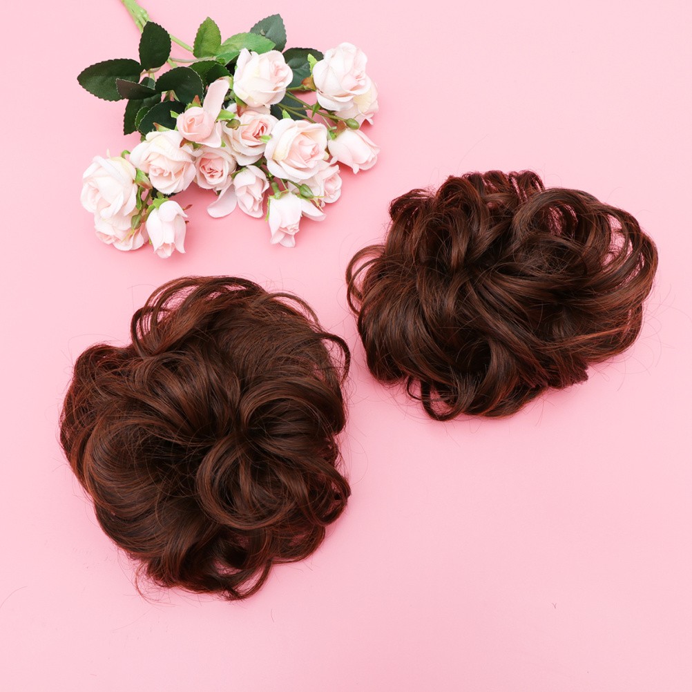 2Pcs Light Brown Hair Chignon Wig Hair Plate Tool for Volume and Fullness
