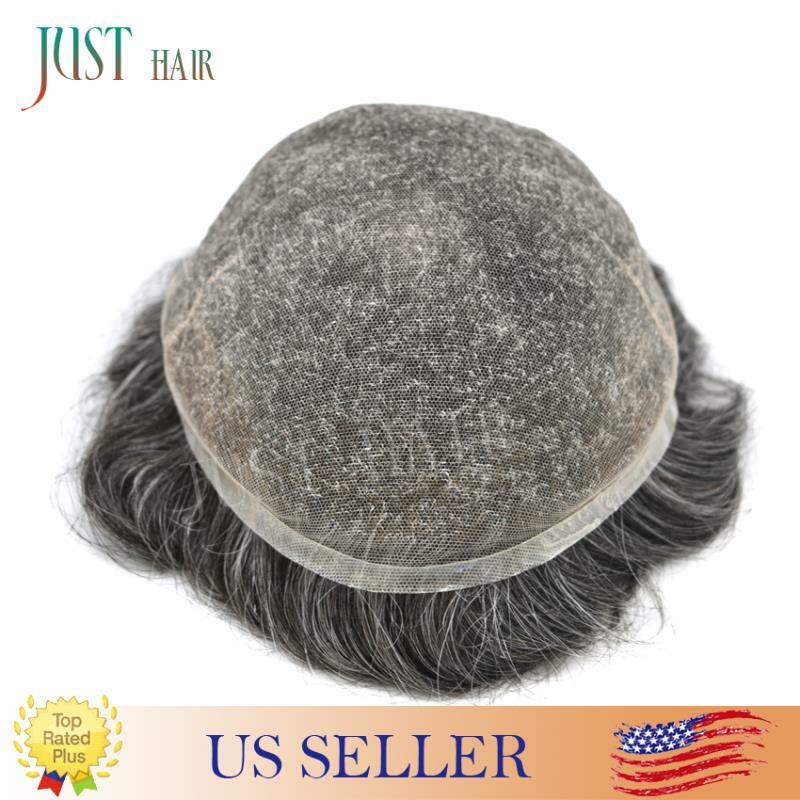 US Full French Lace Men Toupee Breathable Wigs Hairpiece Remy Human Hair Systems