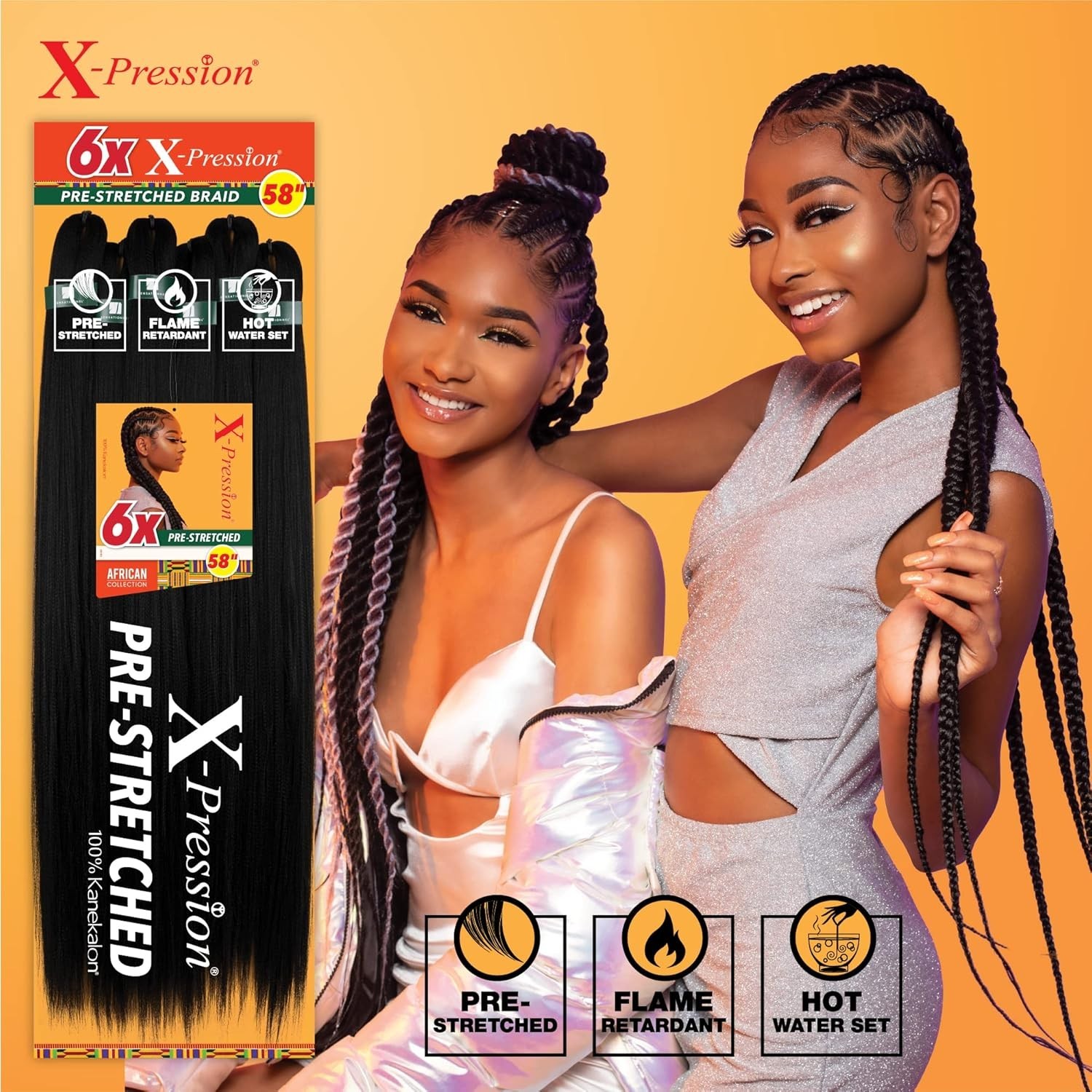 Versatile 58-inch Kanekalon Braid – Flame Retardant for Safe Braiding Styles