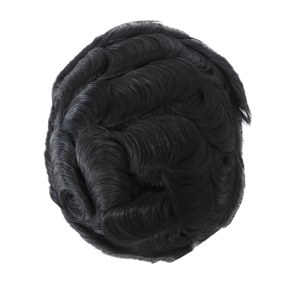 Mens Human Hair Replacement System Hairpiece Fine Mono Medium 130% Toupee 6×9