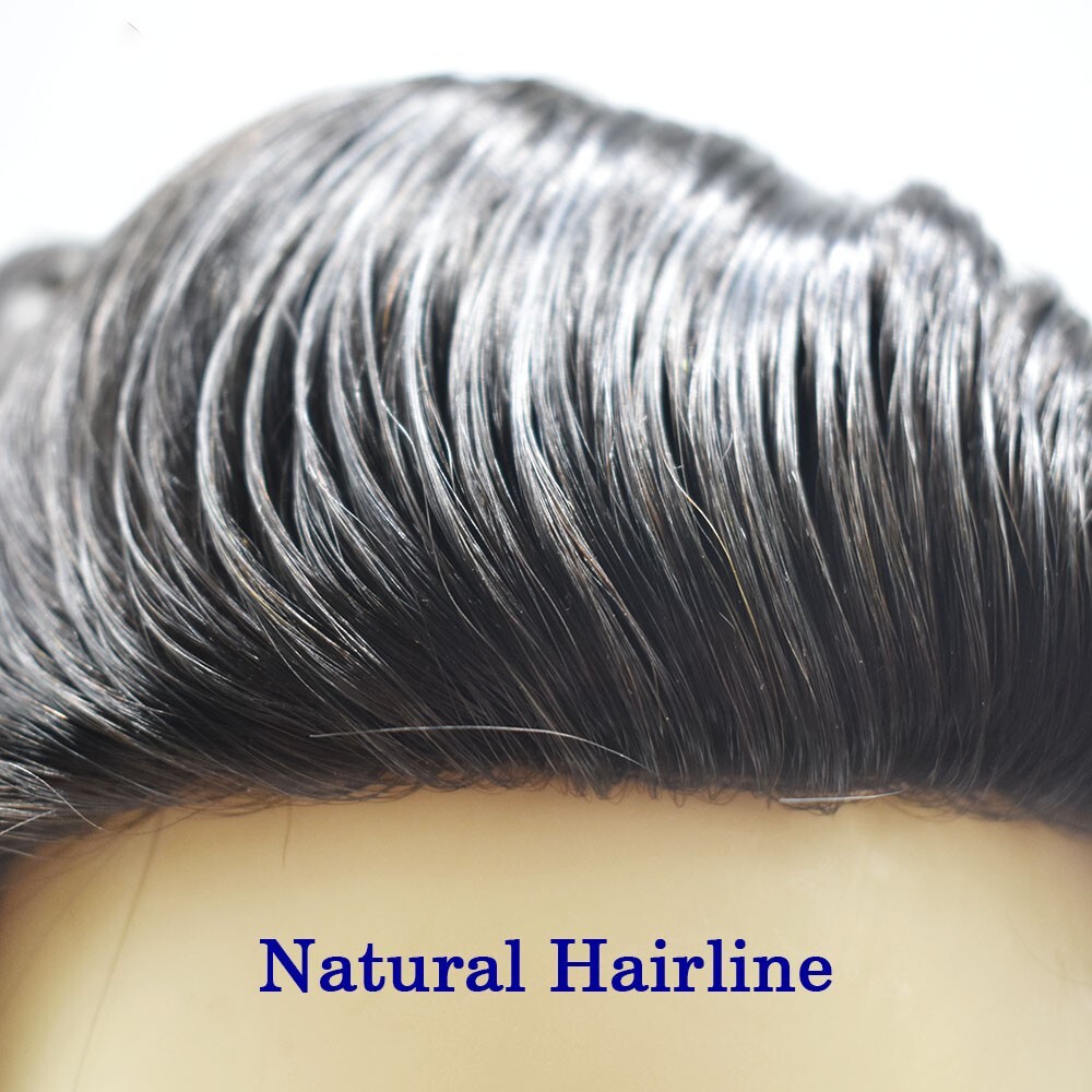 French Lace Mens Toupee Hair System Replacement for Men Poly Pu Around Men Wigs