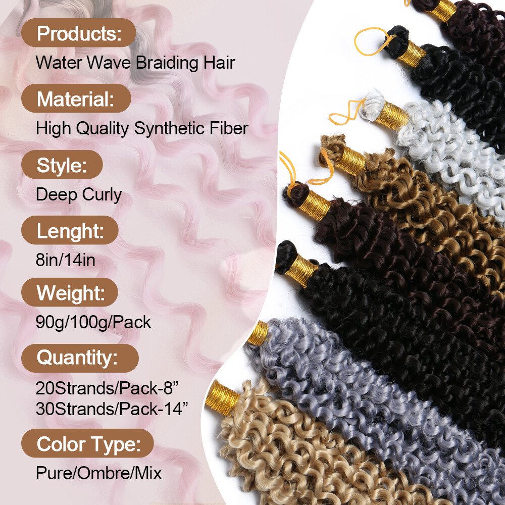 100% Real Natural Water Wave Crochet Braids Deep Curly as Human Hair Extensions