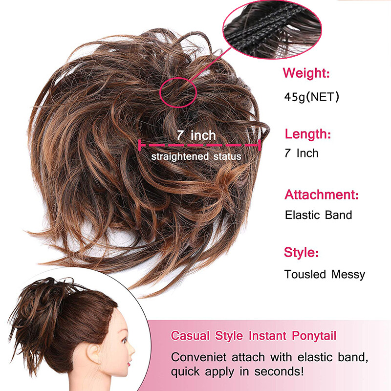 THICK X-LARGE Messy Bun Hair Piece Scrunchie Updo Wrap Hair Extensions as Human