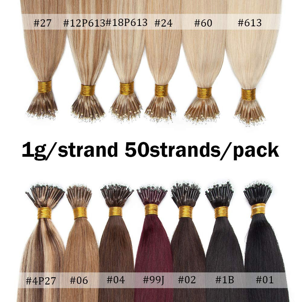 Nano Ring Real Human Hair Extensions Invisible Nano Micro Beads Link Thick Hair