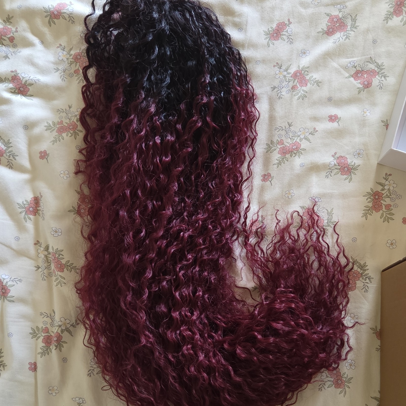 Curly Ombre Wig Black Burgundy