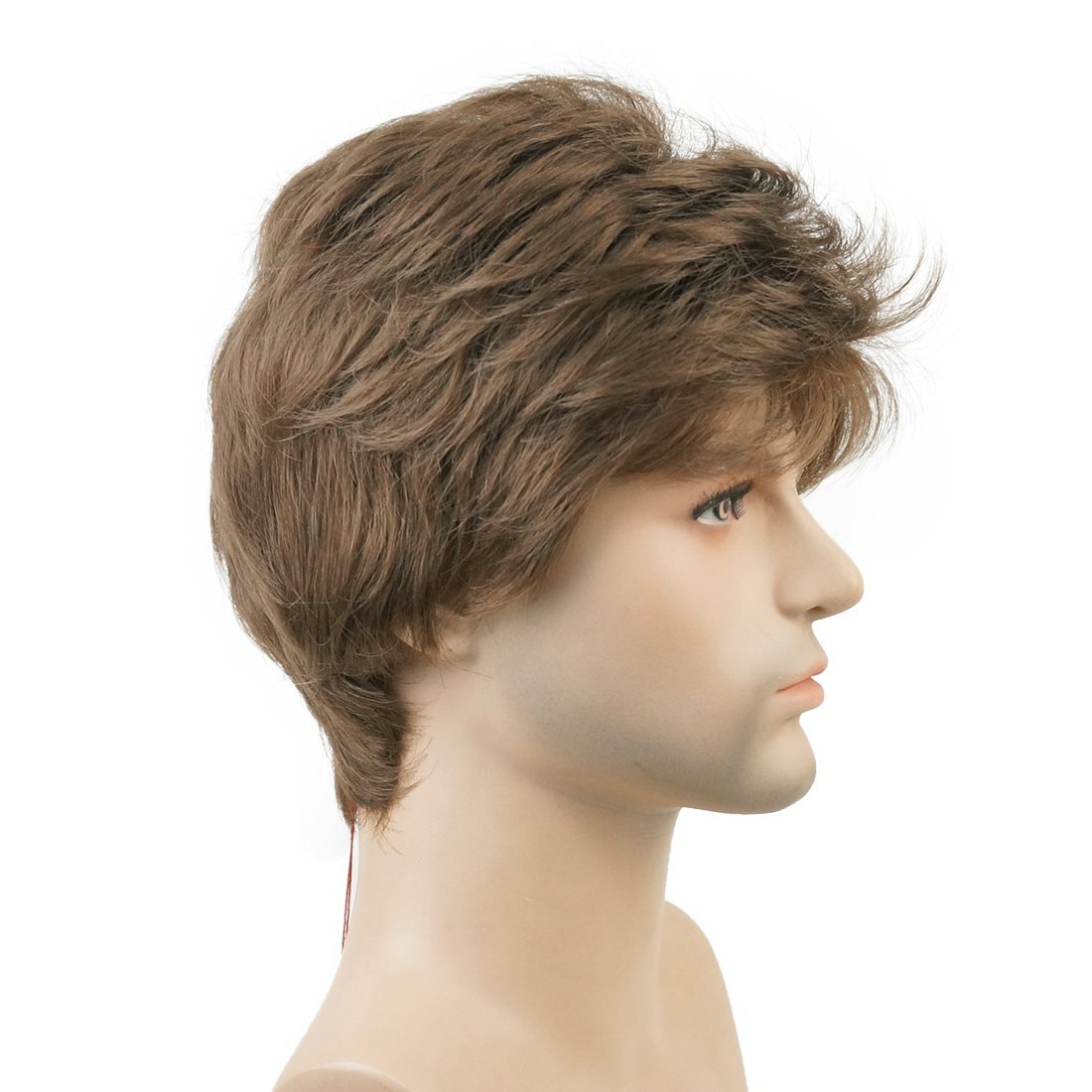Mens Natural Short Straight Wigs Real Male Full Hair Wig Party Cosplay Toupee