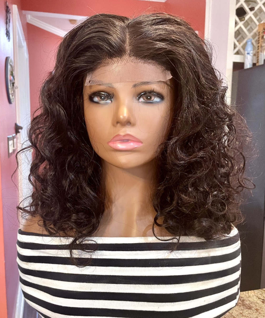 Cambodian Loose Wave Hair Glueless 14″ Wig 250% Density, Authentic