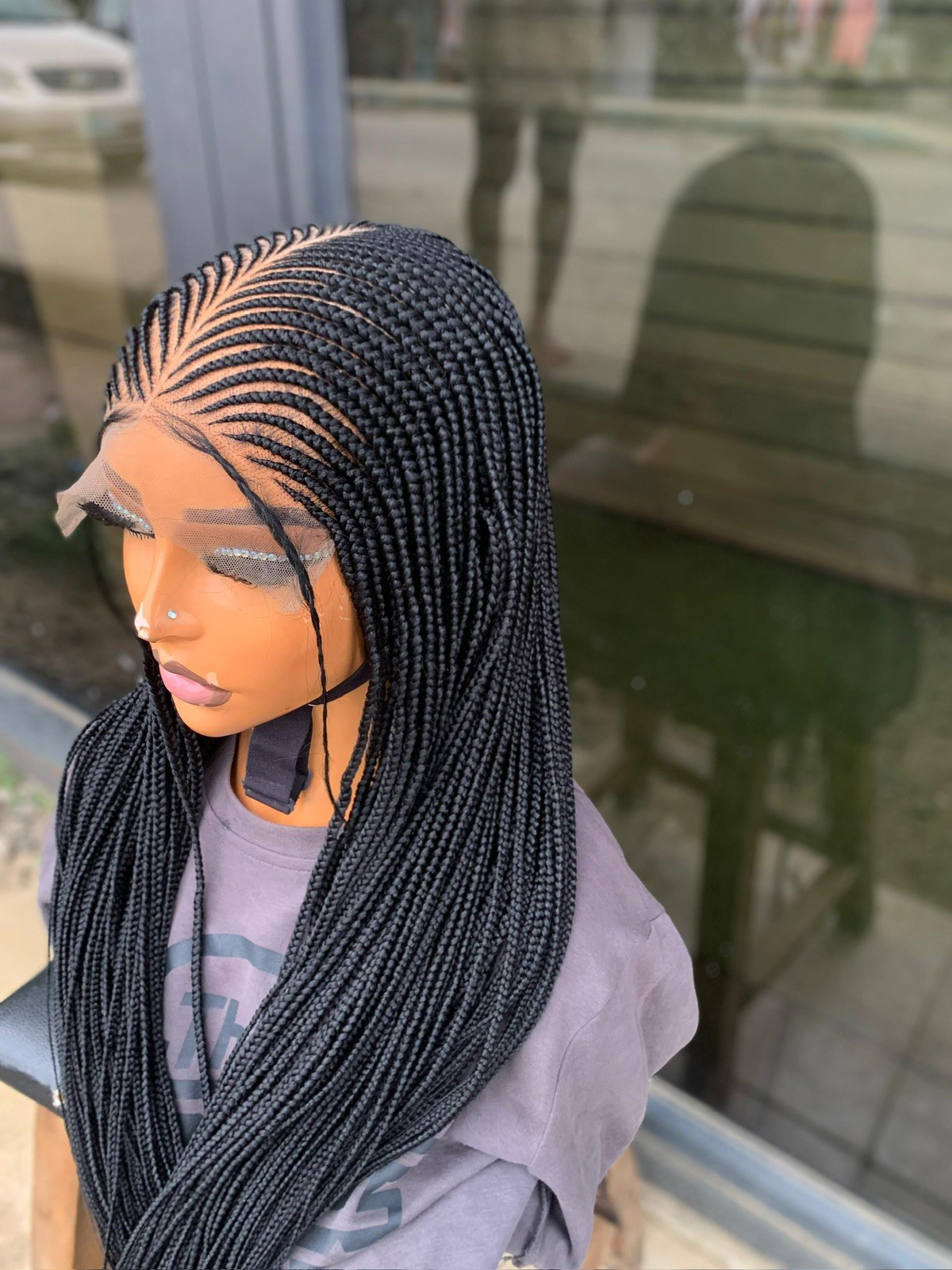 Ready to ship braided wigs for black women conrow wig