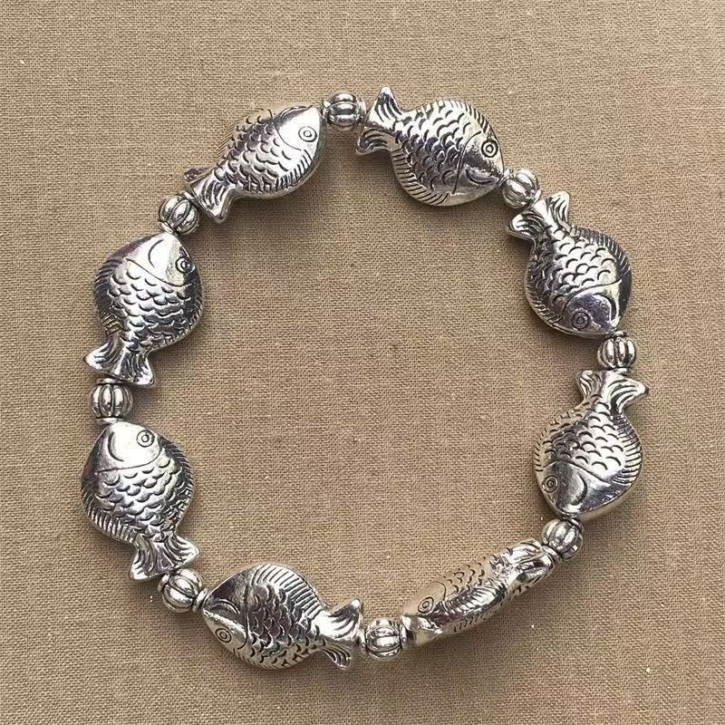 Antique Zang silver solid silver annual surplus bracelet for men and women, vint