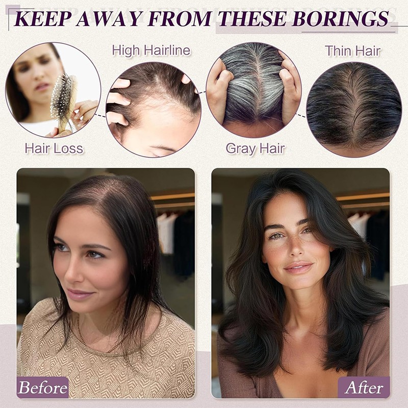 100% Remy Human Hair Women’s Topper Clip In Hairpiece Lace Base Hand tied Toupee