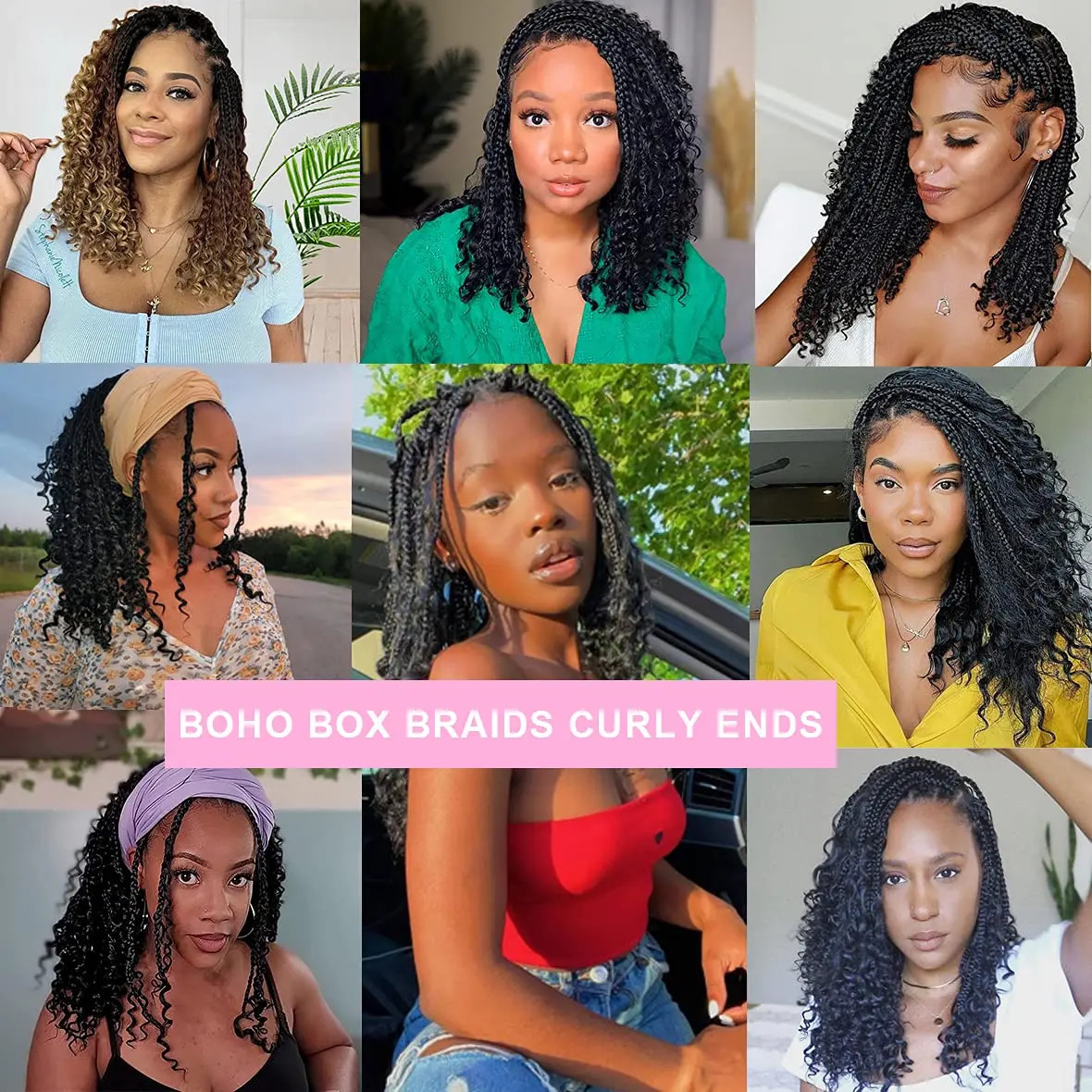 Synthetic Boho Goddess Box Braids Crochet Hair With Curl Ends Hair Extensions