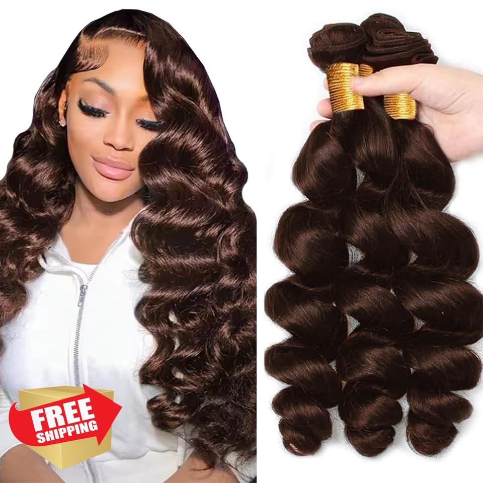 HeumHrn #4 Brown Loose Deep Wave 14 Inch Bundles