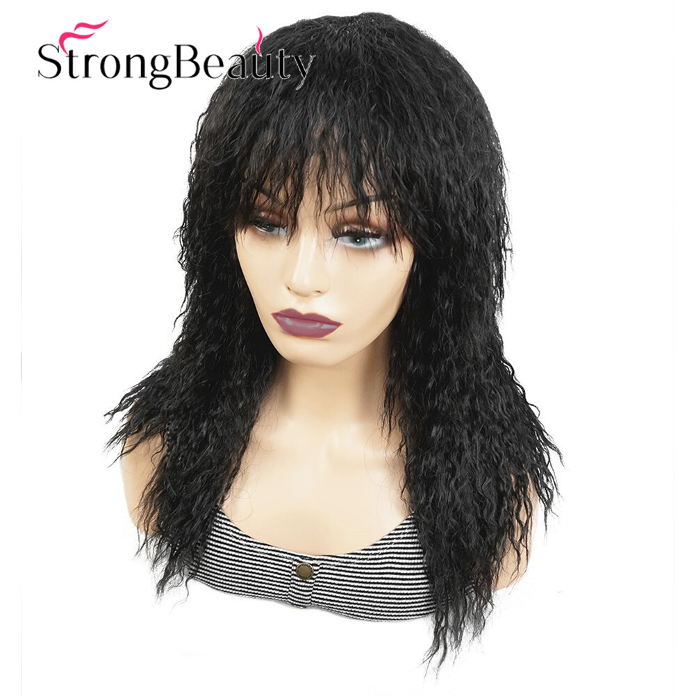 Long Afro Kinky Curly Wigs Black Brown Synthetic Wig African for Women