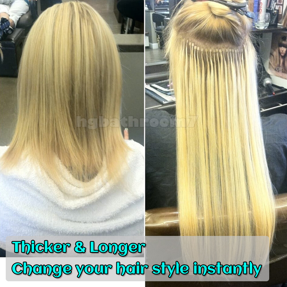 150G Thick Micro Loop Tips Ring Beads Virgin Remy Human Hair Extensions Ombre 9A