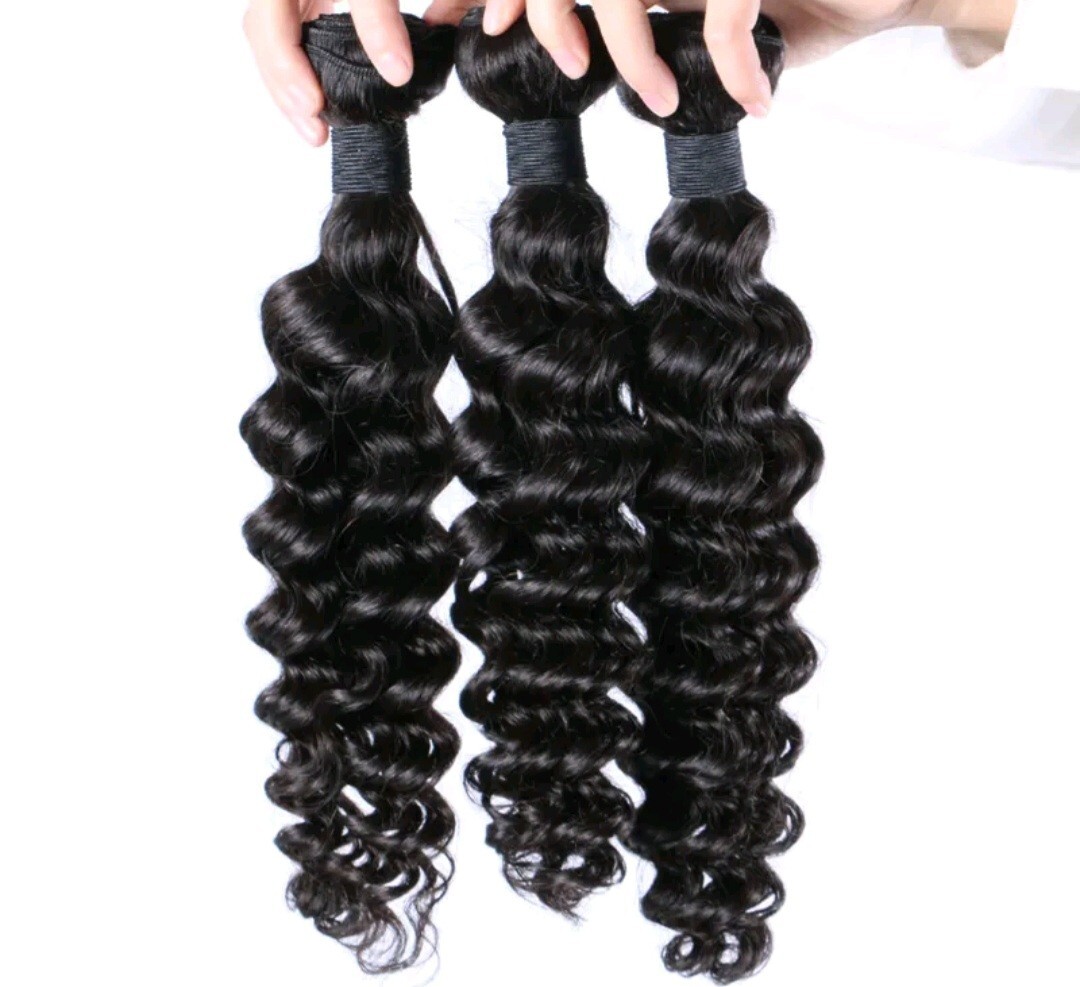 3BUNDLES BRAZILIAN VIRGIN HUMAN HAIR THICK DEEP WAVES 22+22+22INCH 300g 12A 1B#