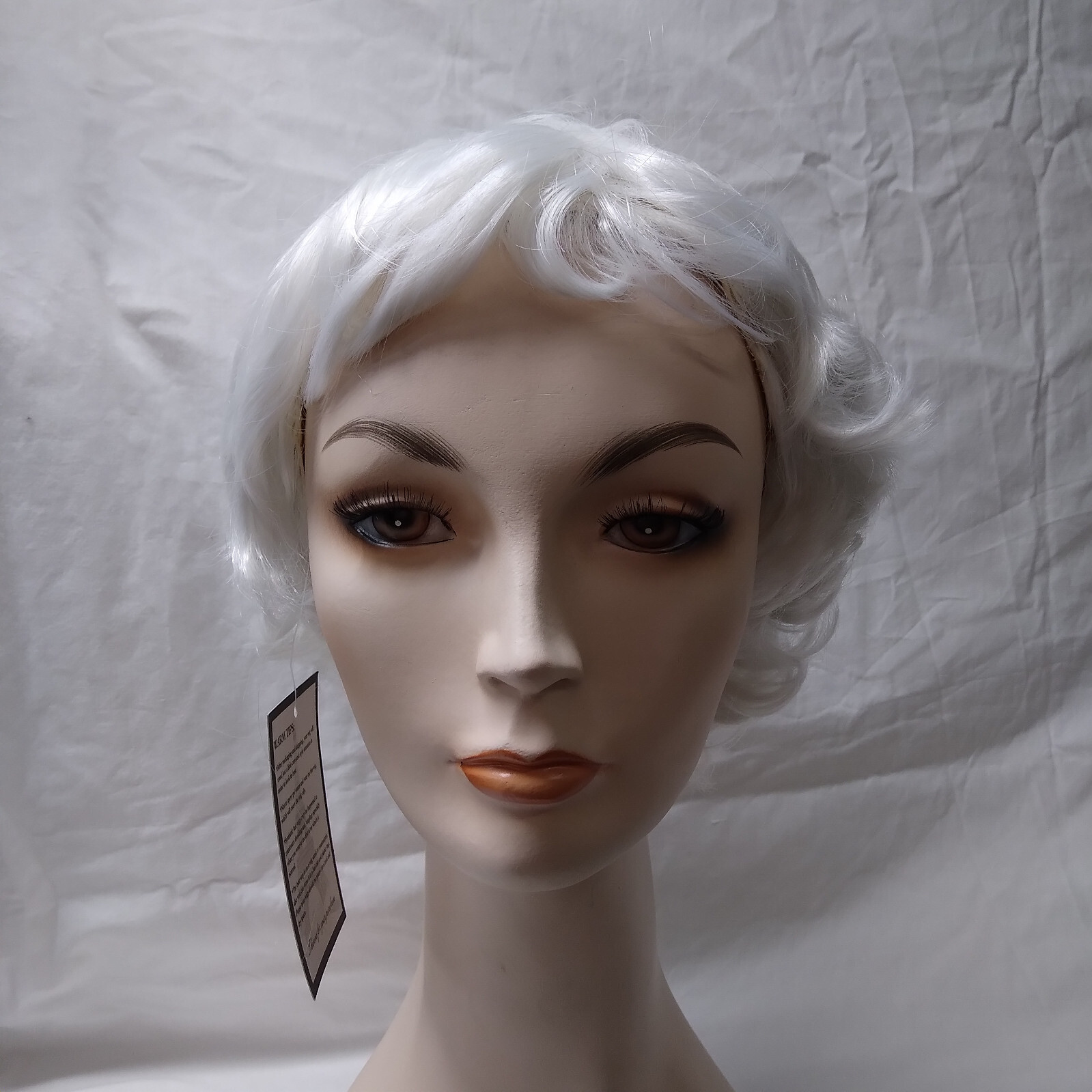 Sallcks Short White Curly Wig women cosplay old retro vintage look flapper party