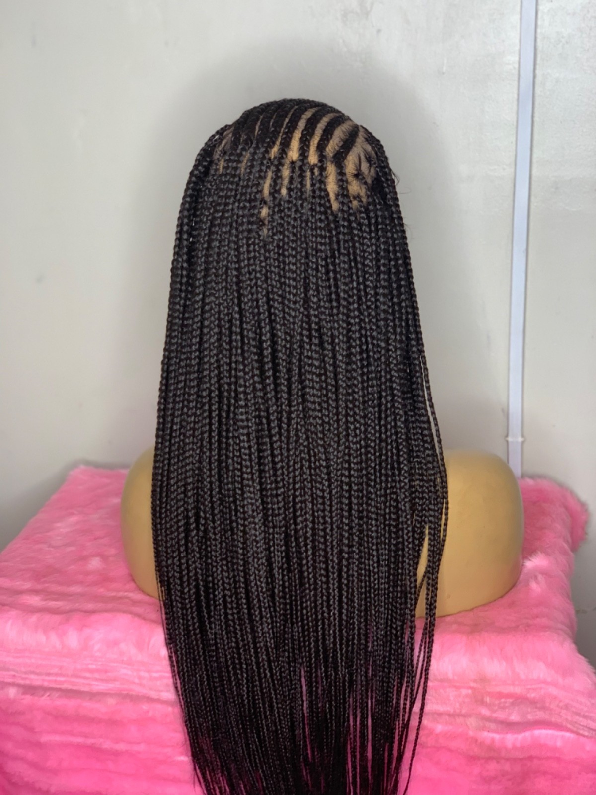 Preorder full lace braided wig, cornrows braids, flip over Fulani, long length