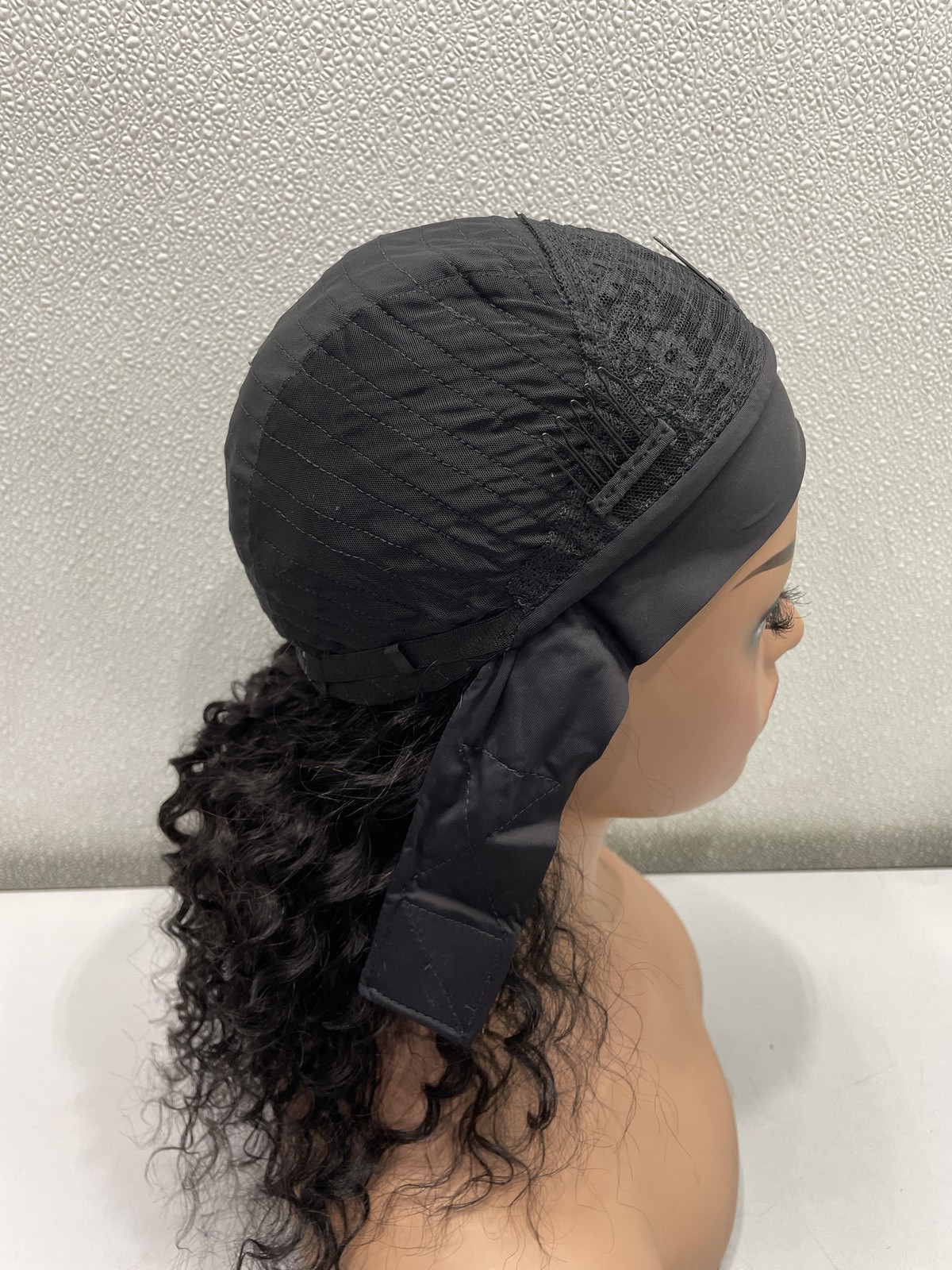 Nicmiss Natural Black Deep Wave Human Hair Headband Glueless Wig 16″