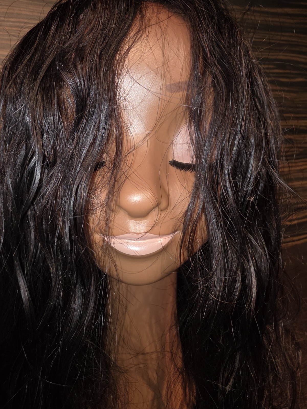 MAYDE 100% HUMAN HAIR Dark Brown CURVY BOUNCY ‘WET & WAVY’ WIG – 16 INCHES