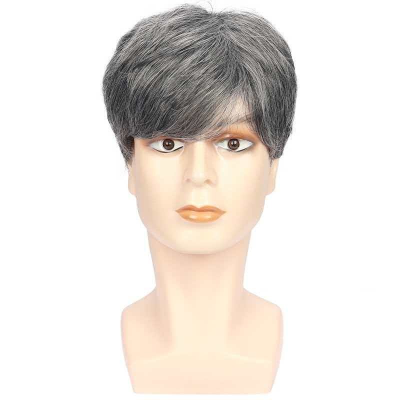 6in Men’s Short Silver Gray Wig Full Cosplay Synthetic Heat Resistant Party