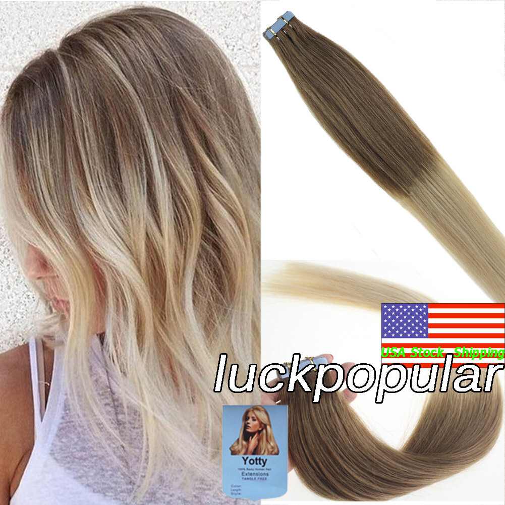 Invisible Tape in Real Human Hair Extensions SkinWeft Adhesive Tape-on Remy Hair