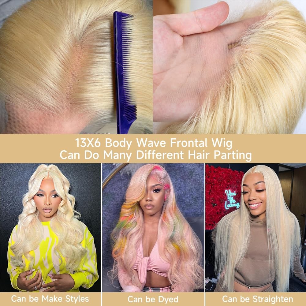 Kegoo 613 13X6 Lace Front Wig Human Hair 28 Inch Blonde Wig Human Hair 200