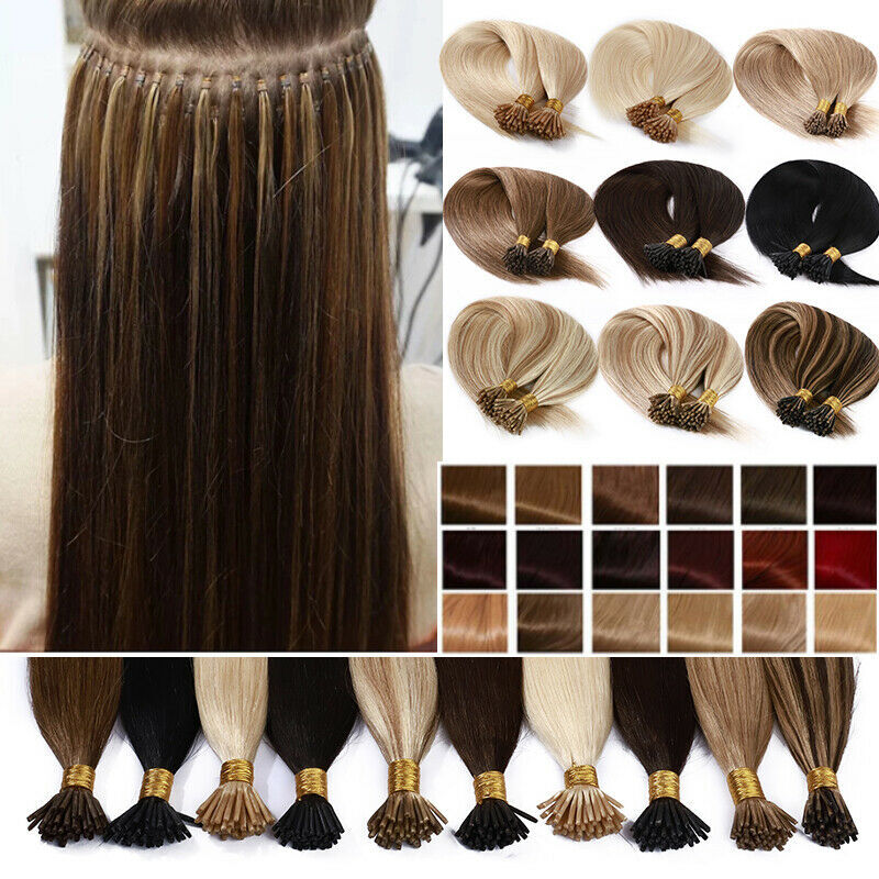 Straight Brazilian I Tip Human Hair Extension Microlink Micro Beads 100strands F